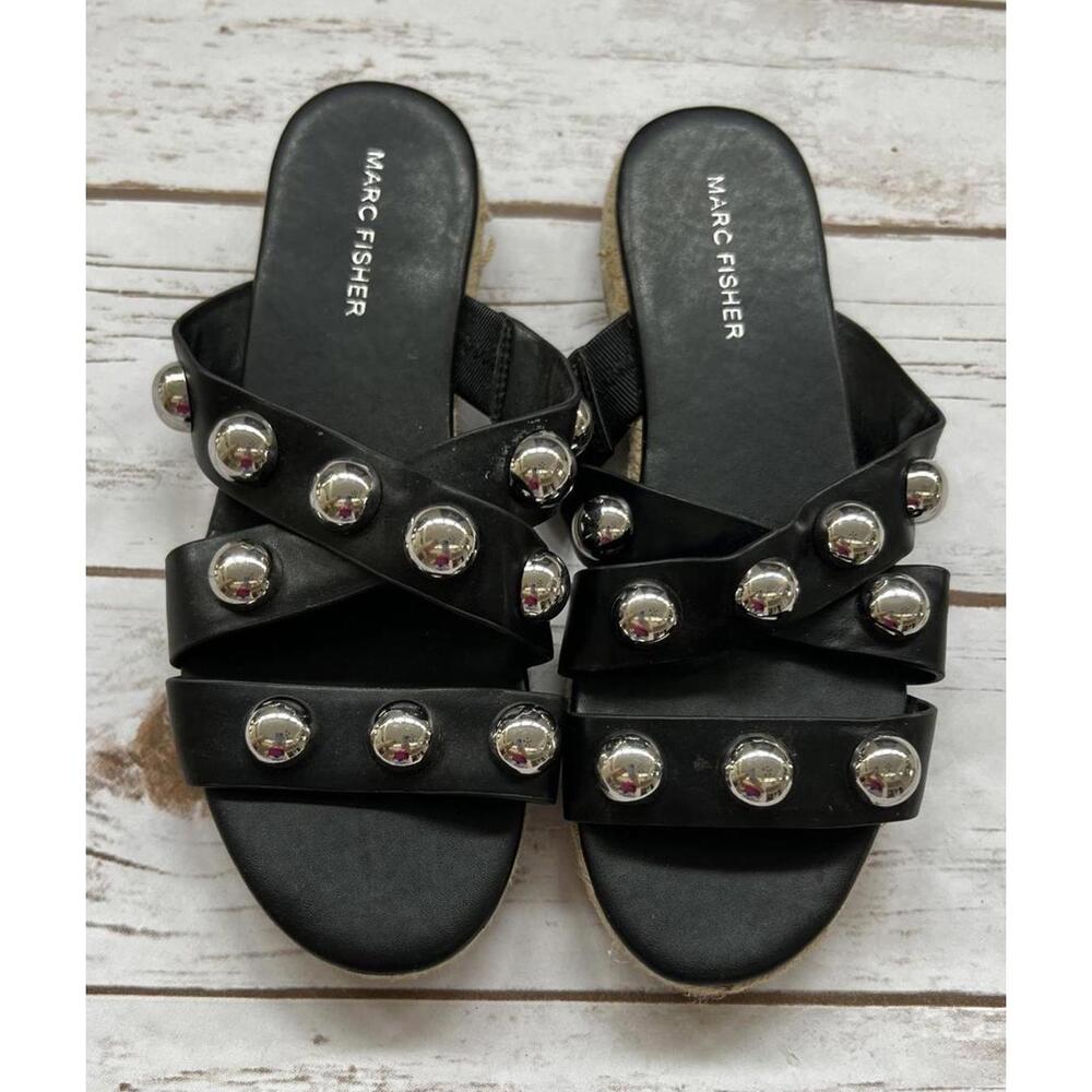 Marc Fisher Black Studded Slide‎ Sandals - 7.5 M